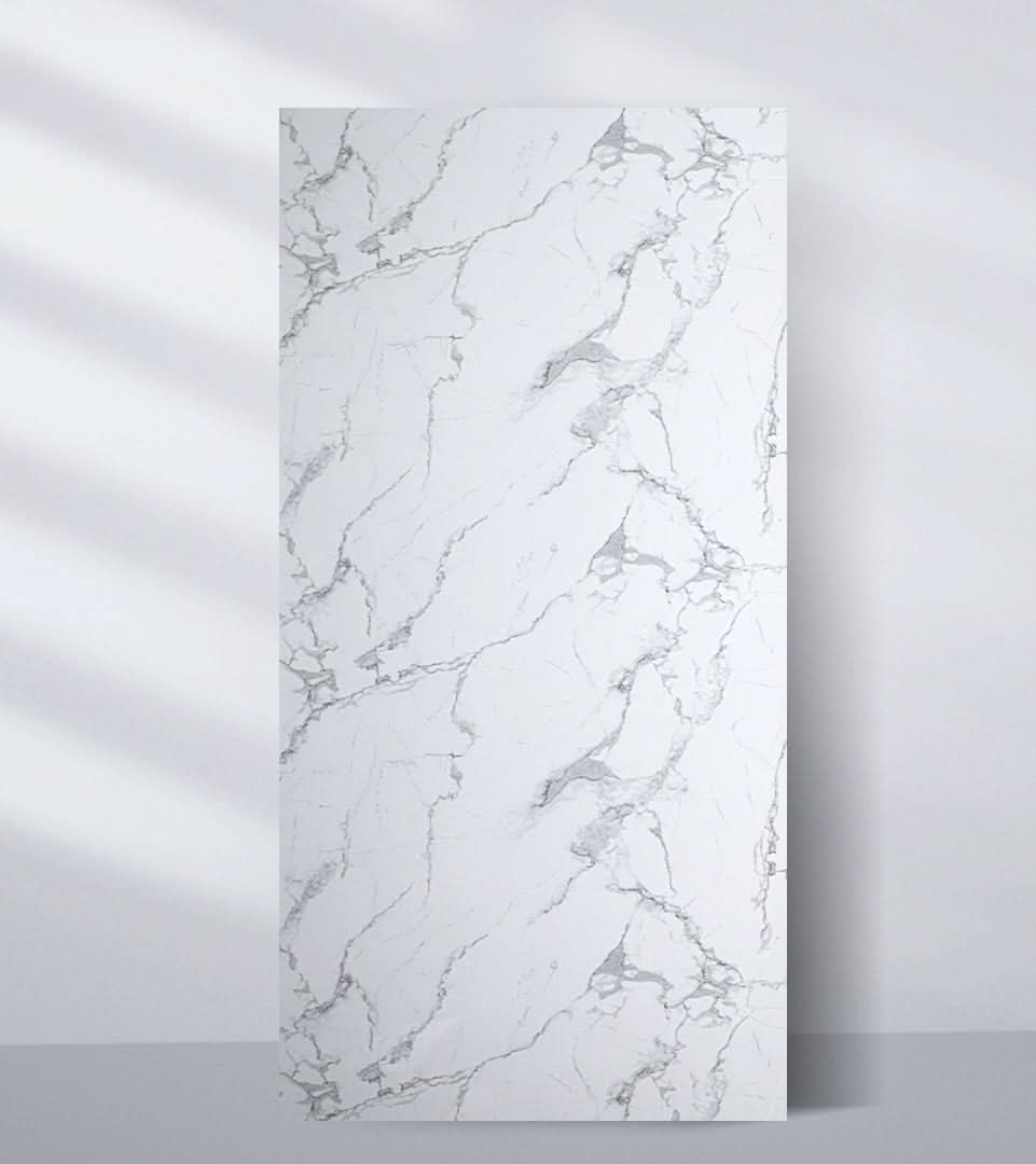 White Gray Pearl Marble PVC Wall Panel - Waterproof (4x8 ft, 32 sq. ft) - Wall Forma