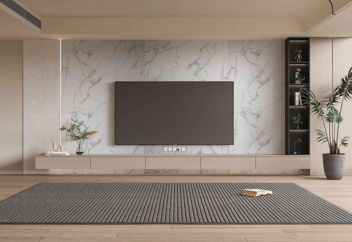 White Gray Pearl Marble PVC Wall Panel - Waterproof (4x8 ft, 32 sq. ft)