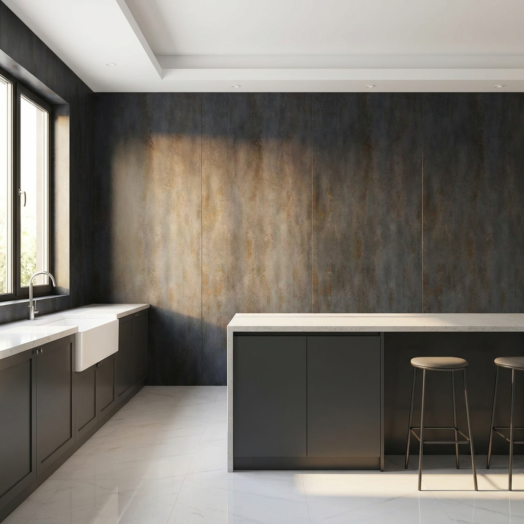 Dark Charcoal Stone Panels - Waterproof Rough Texture PVC Sheets