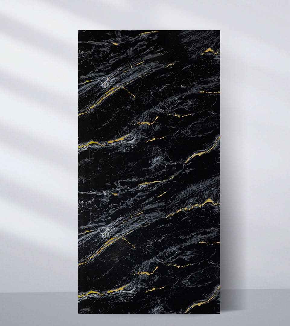 Midnight Gold Marble PVC Wall Panel - Waterproof (4x8 ft, 32 sq. ft)