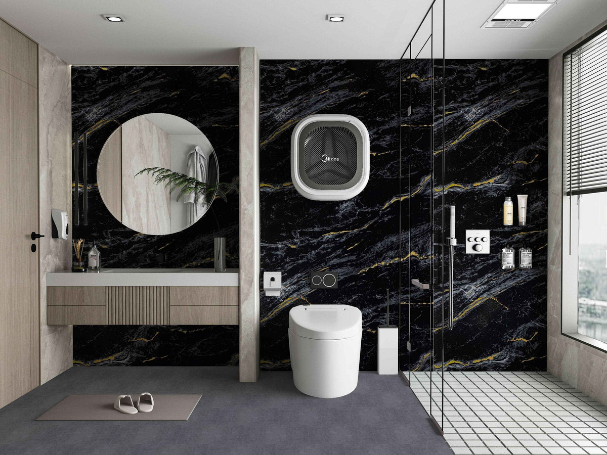 Midnight Gold Marble PVC Wall Panel - Waterproof (4x8 ft, 32 sq. ft)