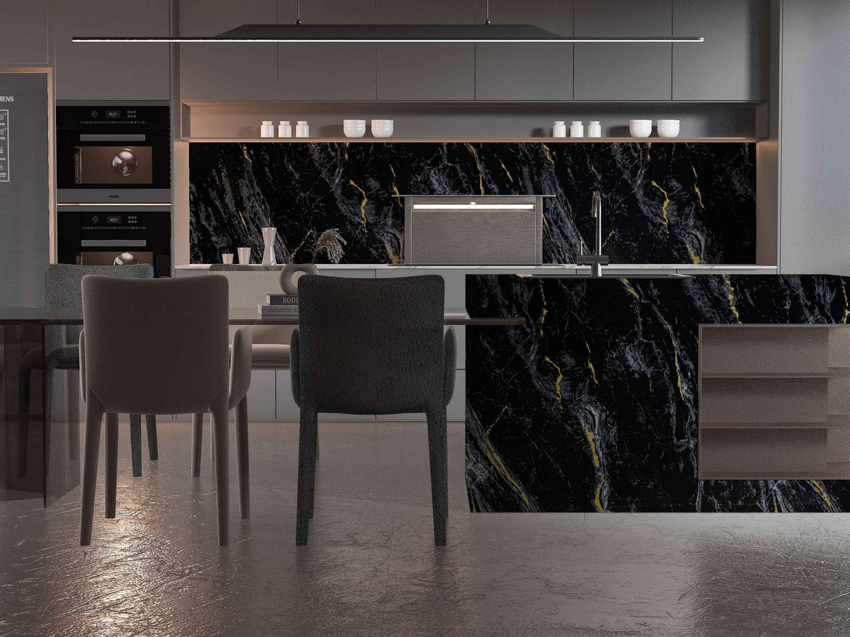 Midnight Gold Marble PVC Wall Panel - Waterproof (4x8 ft, 32 sq. ft)
