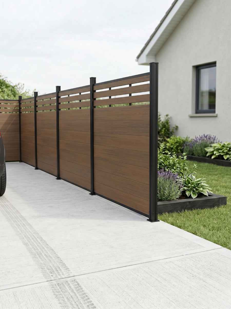 Top Lattice Privacy Composite Fence Wholesale Price  - Walnut