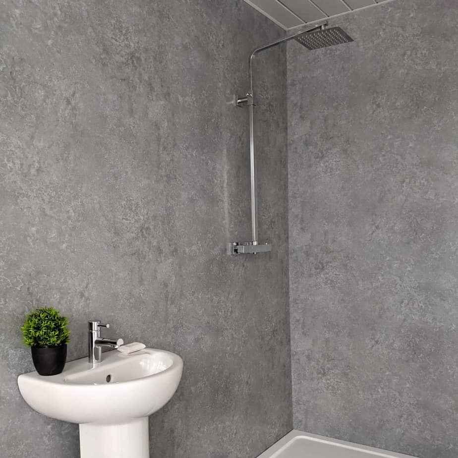 8mm Light Concrete Bathroom Wall Panel - Pack of 4