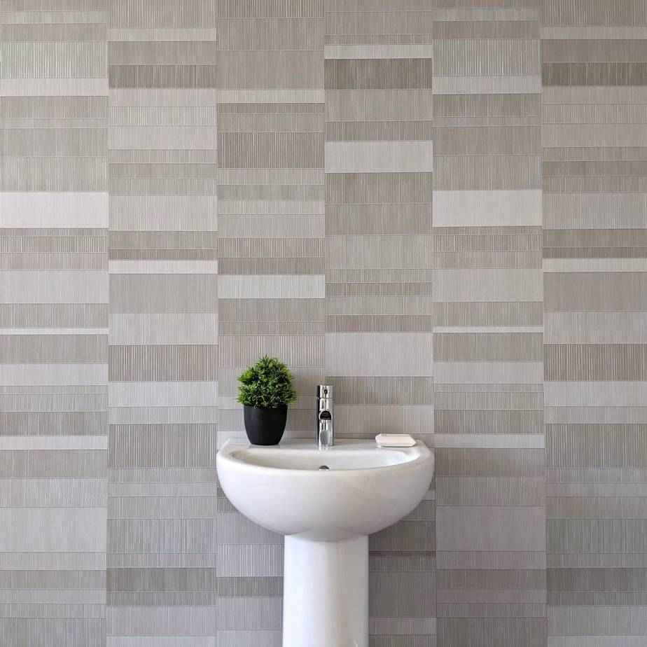 8mm Light Grey Mosaic Bathroom Wall Panel - Pack of 4