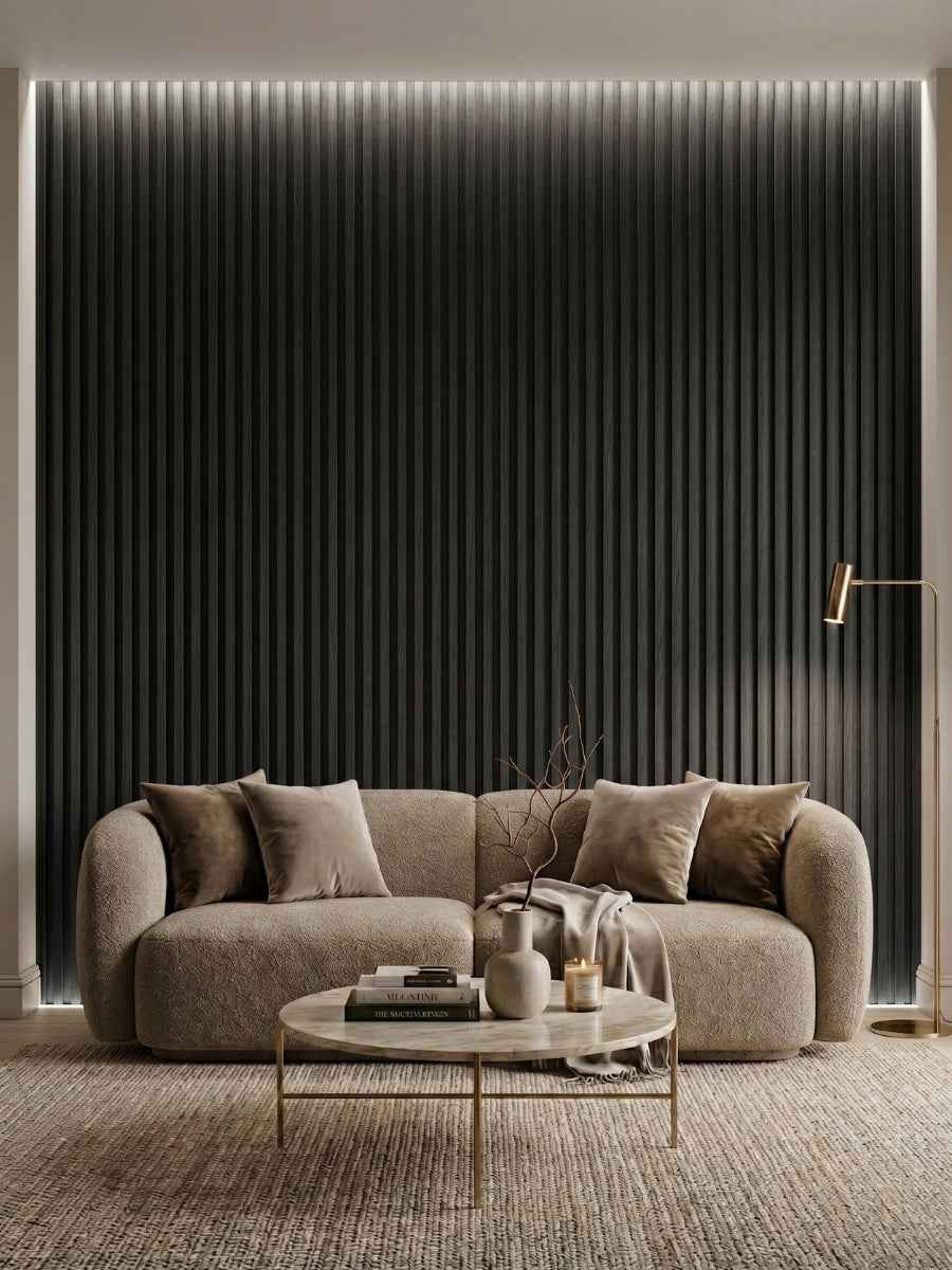 Dark Smoky Oak WPC Fluted 3D Wall Panels | 42.9 sq. ft./Box