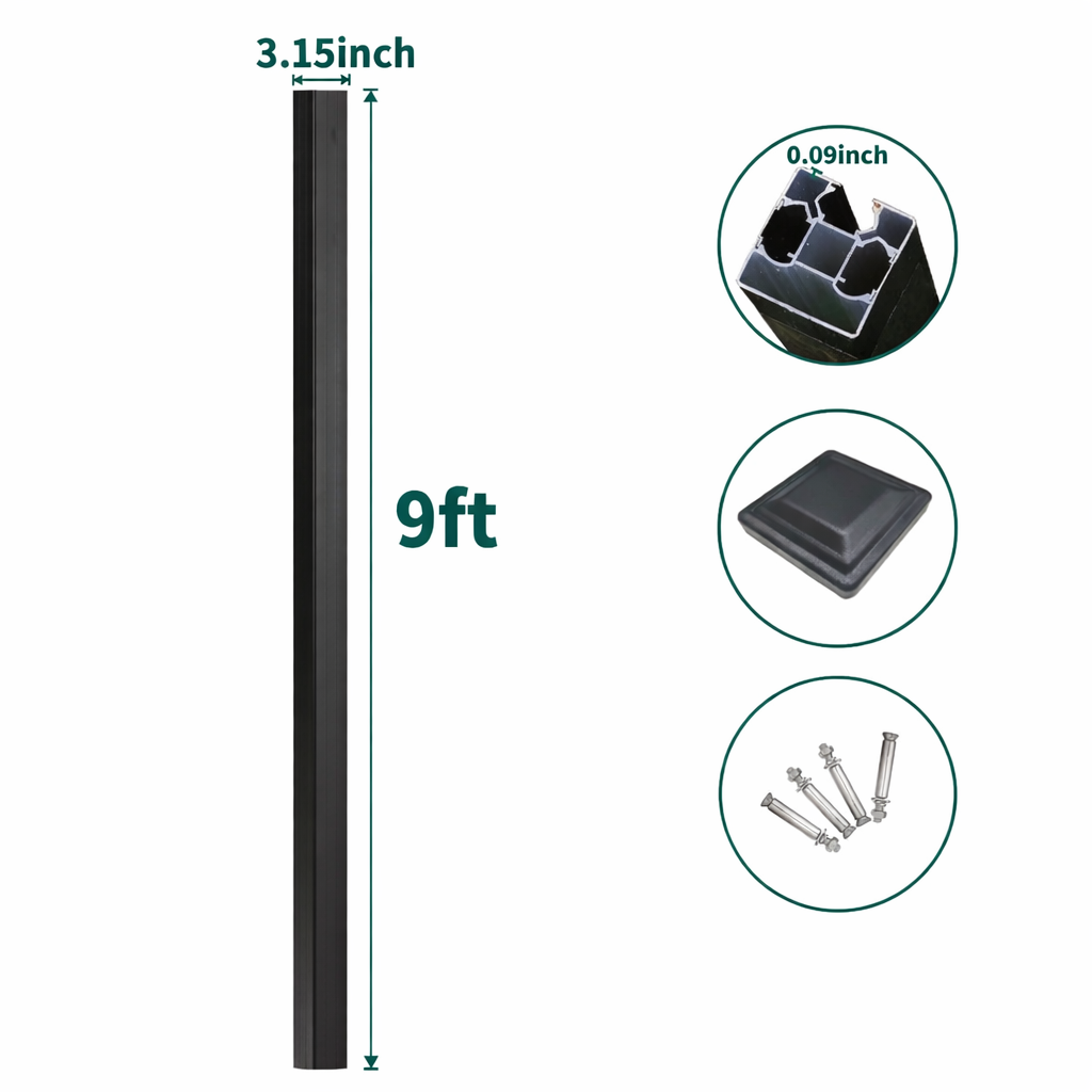 9ft Inground Gate Post for Composite & Aluminum Gates - Wall Forma