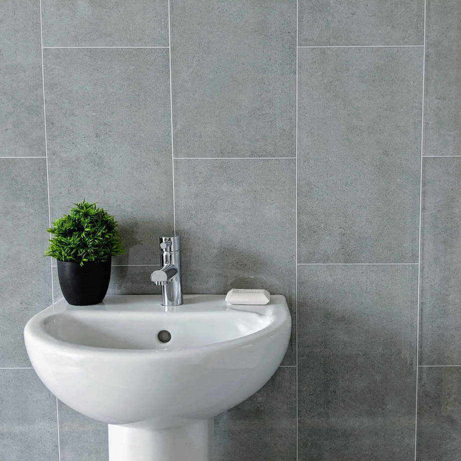 8mm Modern Grey Tile Effect Bathroom Wall Panel - Pack of 4 - Wall Forma