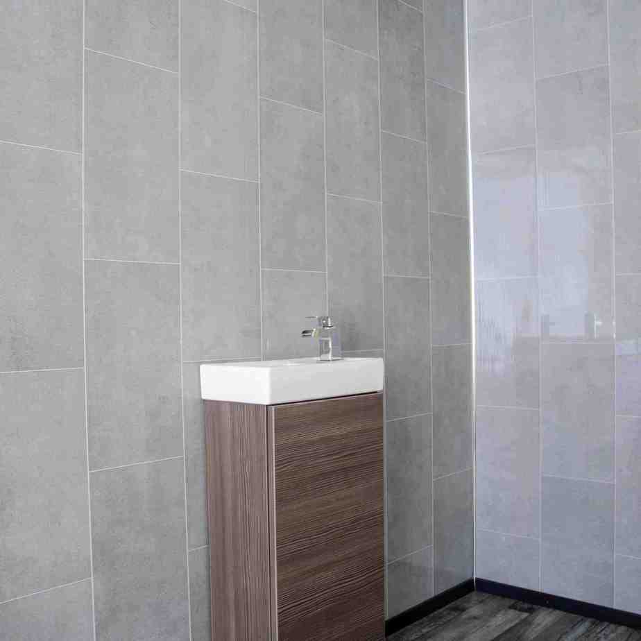 8mm Modern Grey Tile Effect Bathroom Wall Panel - Pack of 4 - Wall Forma