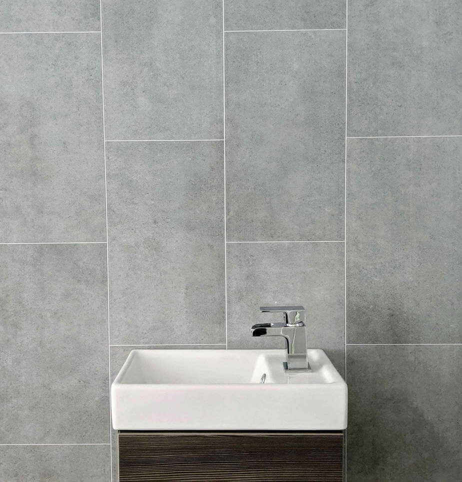 8mm Modern Grey Tile Effect Bathroom Wall Panel - Pack of 4 - Wall Forma