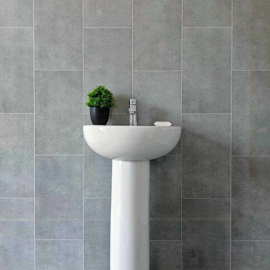 8mm Modern Grey Tile Effect Bathroom Wall Panel - Pack of 4 - Wall Forma