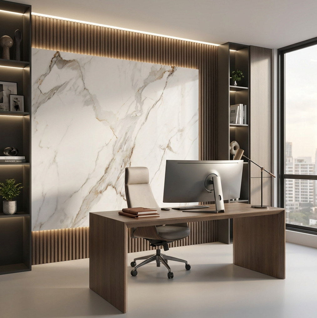 Amber Vein Luxury Marble Veneer Wall Panels - Seamless Connection | Book Match Design