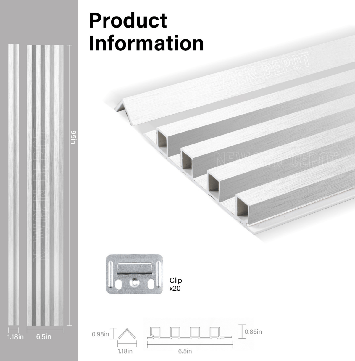 10-Pack Premium Solid Colors WPC Fluted 3D Wall Paneling | 42.9 sq. ft./Box - Wall Forma