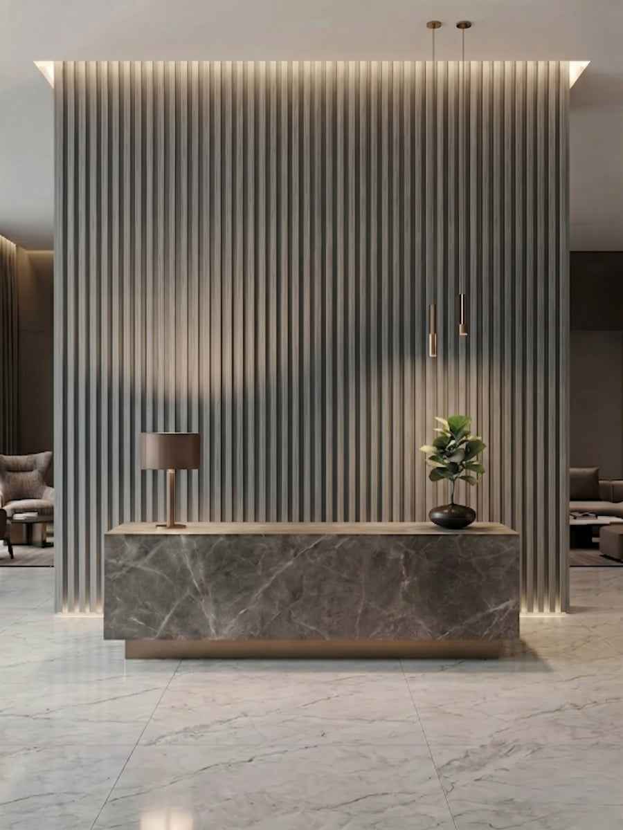 Oak Gray WPC Fluted 3D Wall Panels |  42.9 sq. ft./Box