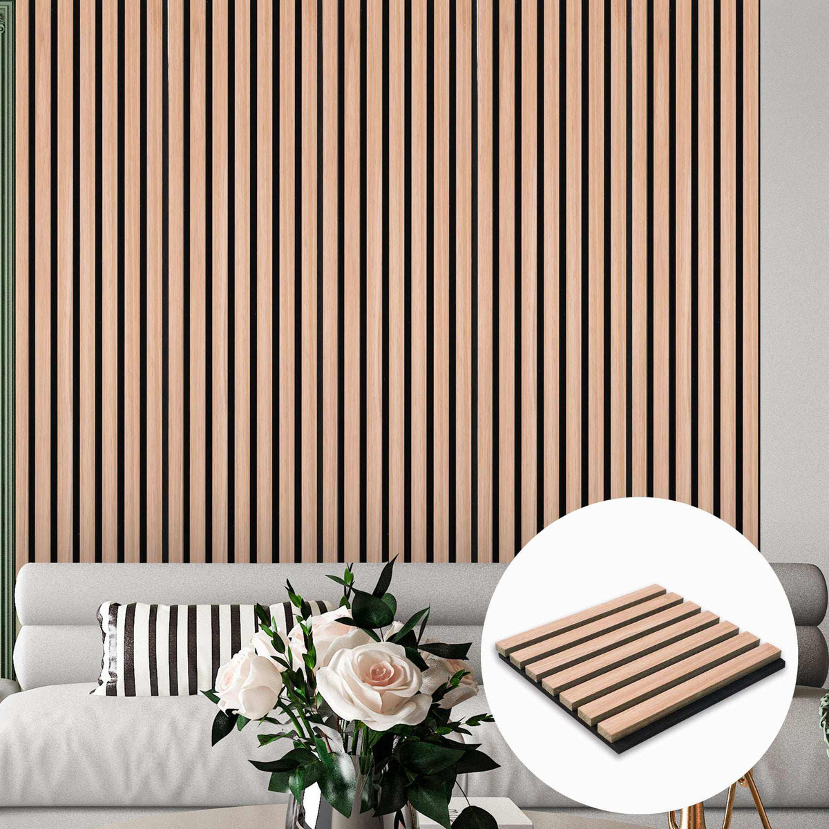 Oak & Black 94” x 24” Acoustic Wood Wall Panel - Soundproofing for Walls & Ceilings - Wall Forma
