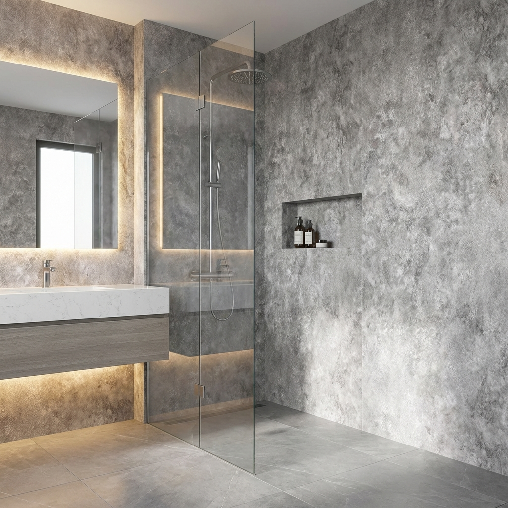 Gray Stone Panels - Waterproof Rough Texture PVC Sheets - Wall Forma