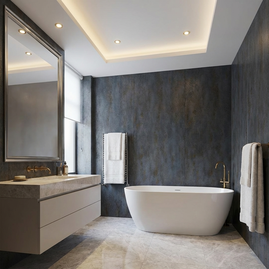 Dark Charcoal Stone Panels - Waterproof Rough Texture PVC Sheets