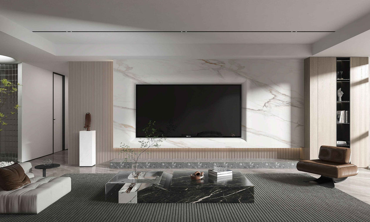 Amber Vein Luxury Marble Veneer Wall Panels - Seamless Connection | Book Match Design
