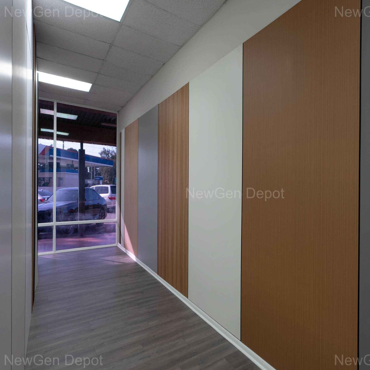 Elmwood Bamboo Charcoal Wood Veneer Panel – 8x4 ft, 8 mm, Fireproof & Waterproof, Ideal for Living Rooms & Offices