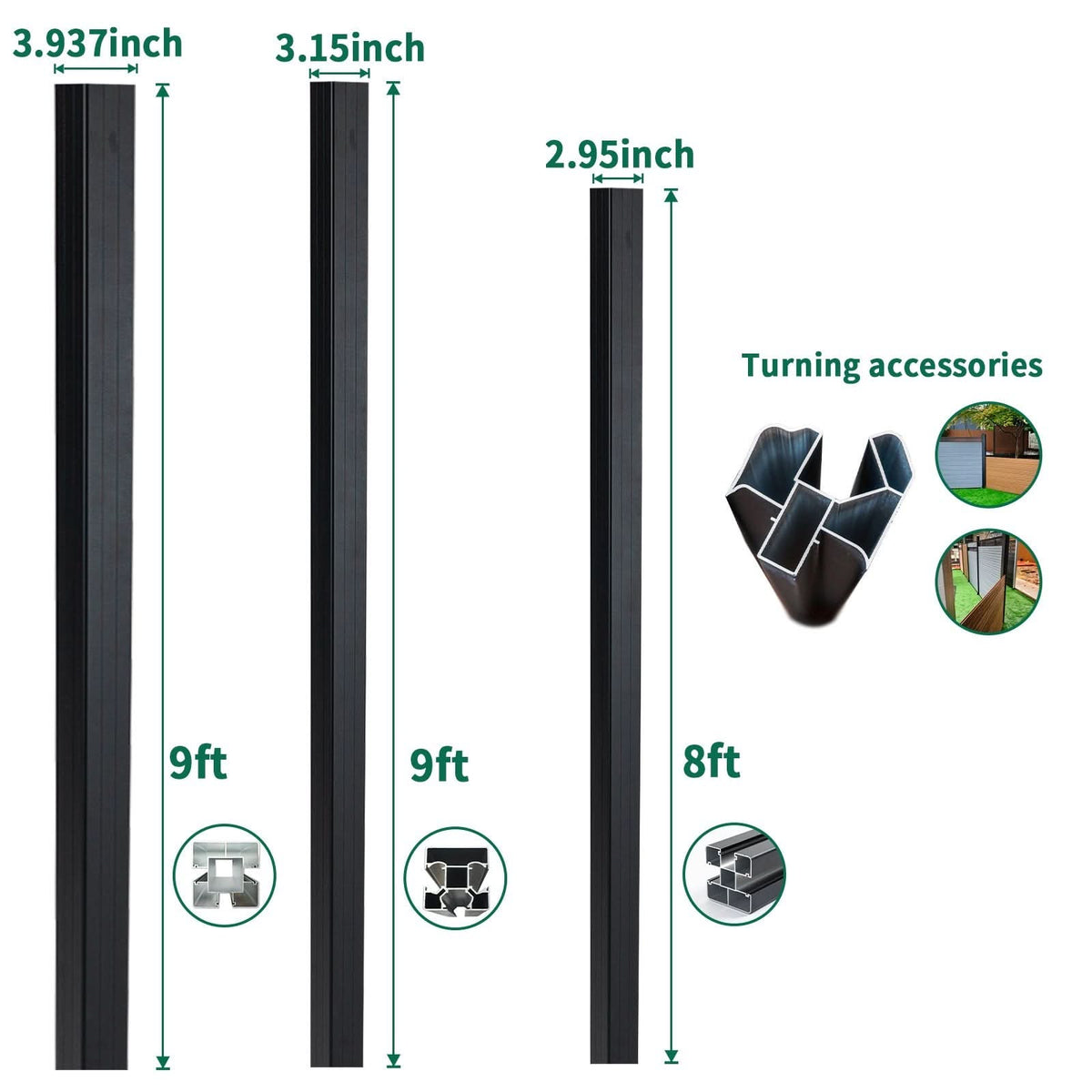 6 ft Adjustable Angle Corner Post for Composite & Aluminum Fencing - Wall Forma