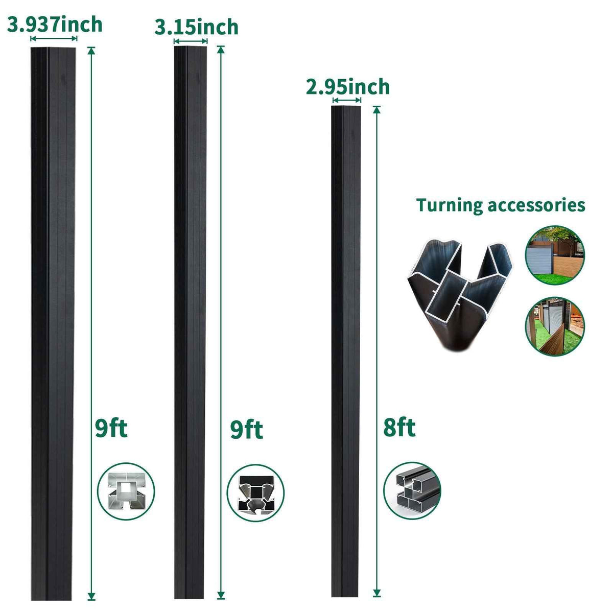 Adjustable Angle Fence Corner Post – 6 ft | For Composite & Aluminum Fencing
