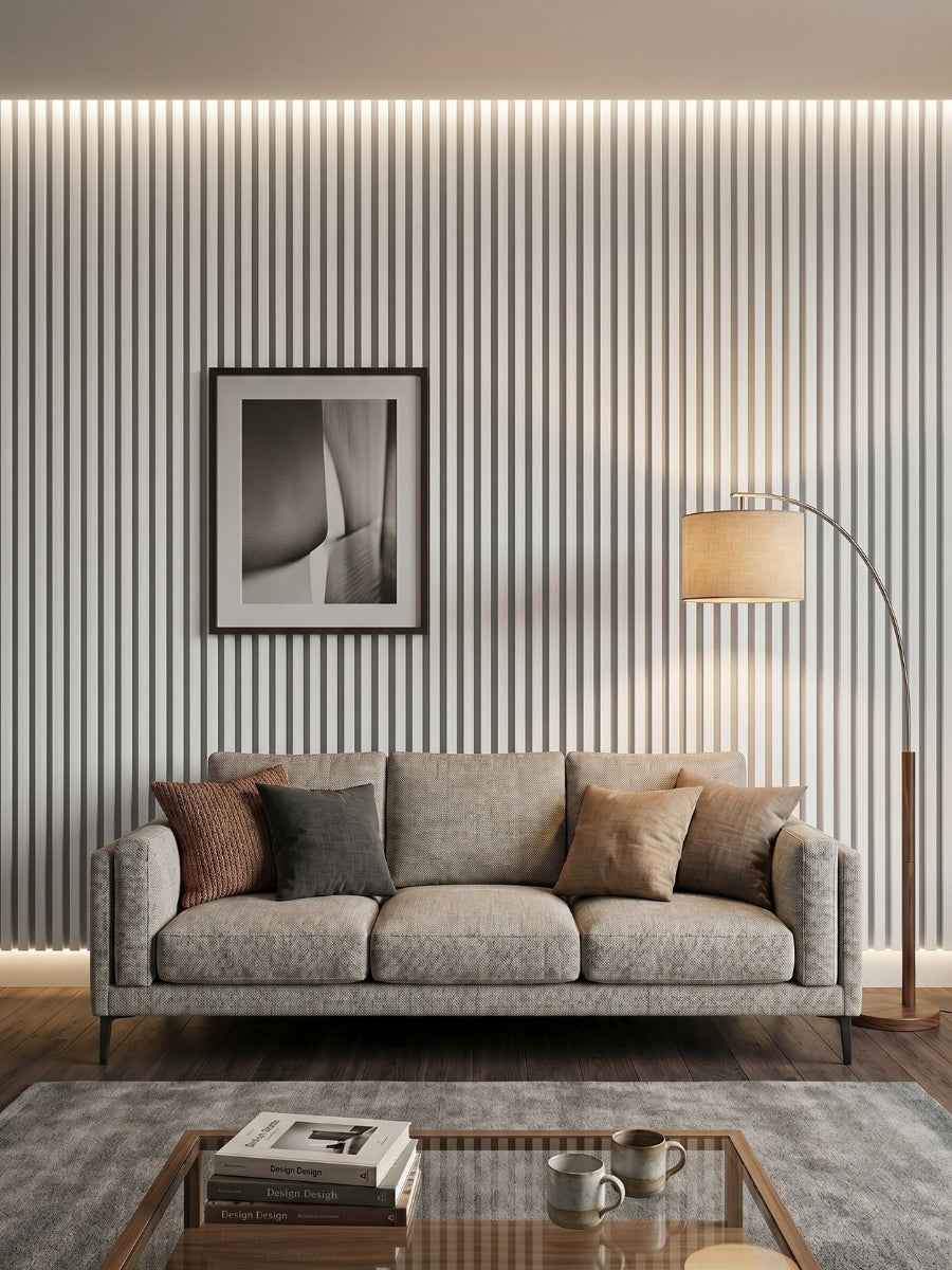 White Brushed WPC Fluted 3D Wall Panels |  42.9 sq. ft./Box