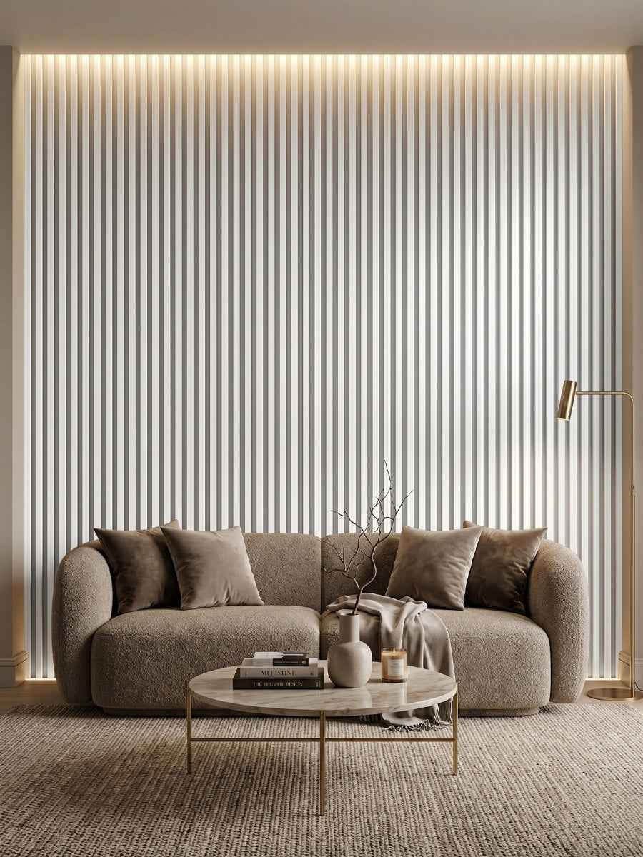 White Brushed WPC Fluted 3D Wall Panels |  42.9 sq. ft./Box