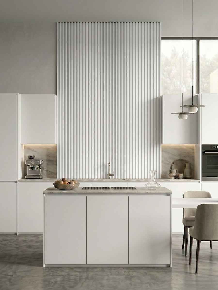 White Brushed WPC Fluted 3D Wall Panels |  42.9 sq. ft./Box
