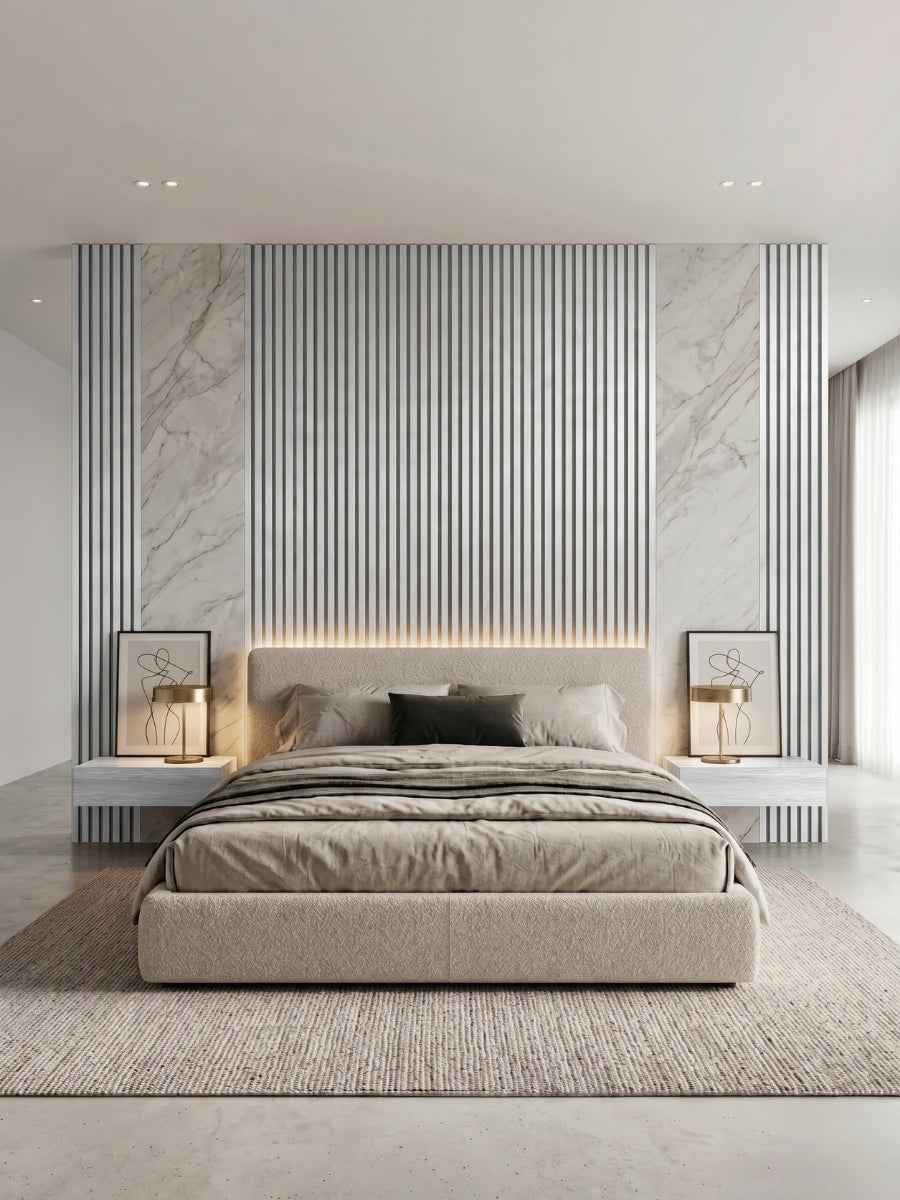 White Brushed WPC Fluted 3D Wall Panels |  42.9 sq. ft./Box