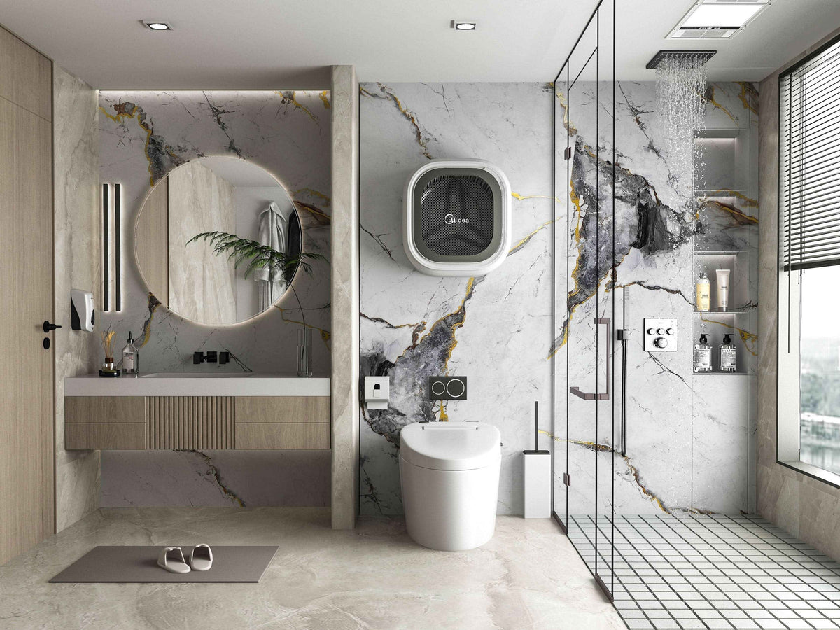 White Deep Gray Marble PVC Wall Panel - Waterproof (4x8 ft, 32 sq. ft)