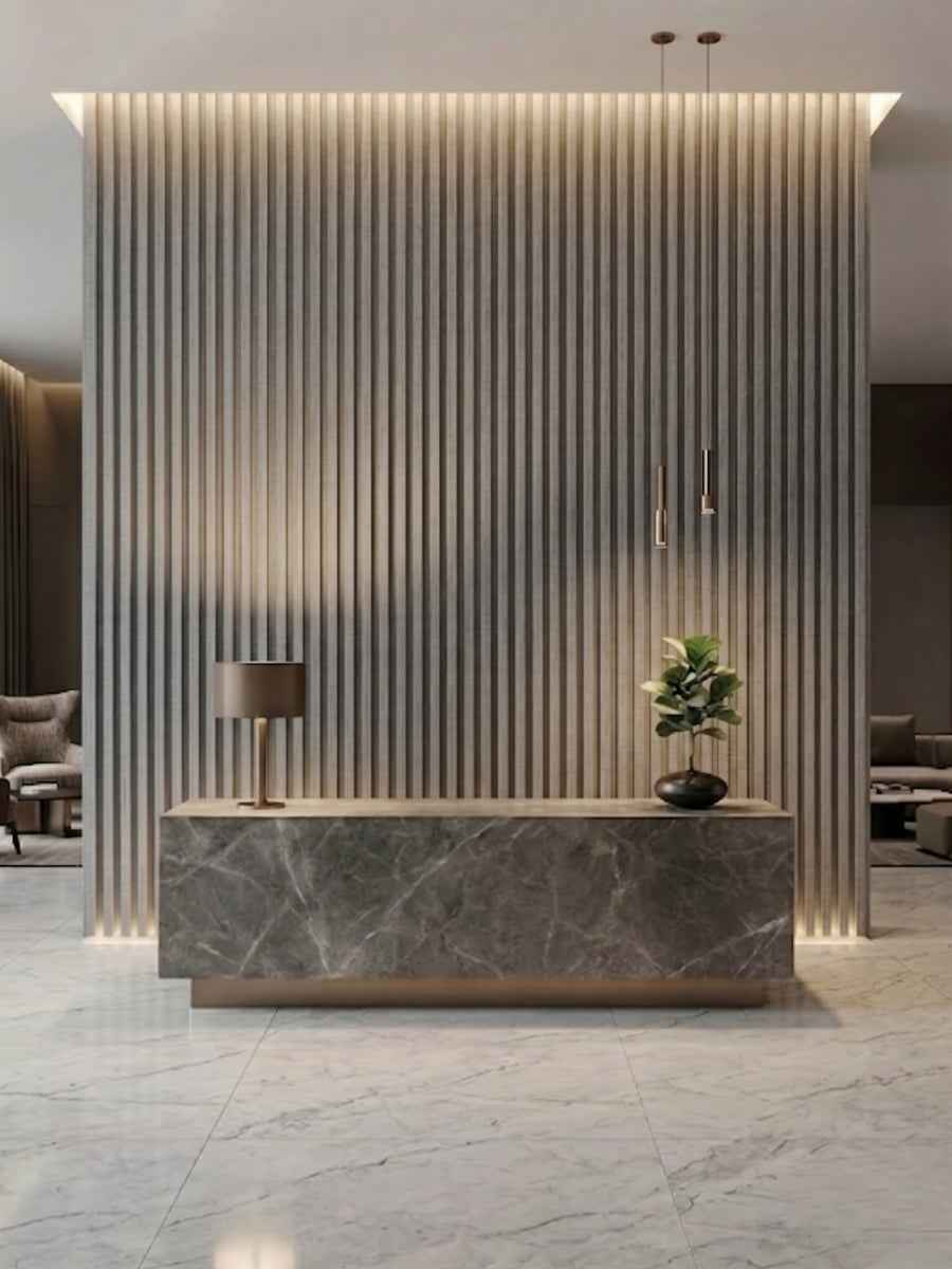 White linen WPC Fluted 3D Wall Panels |  42.9 sq. ft./Box
