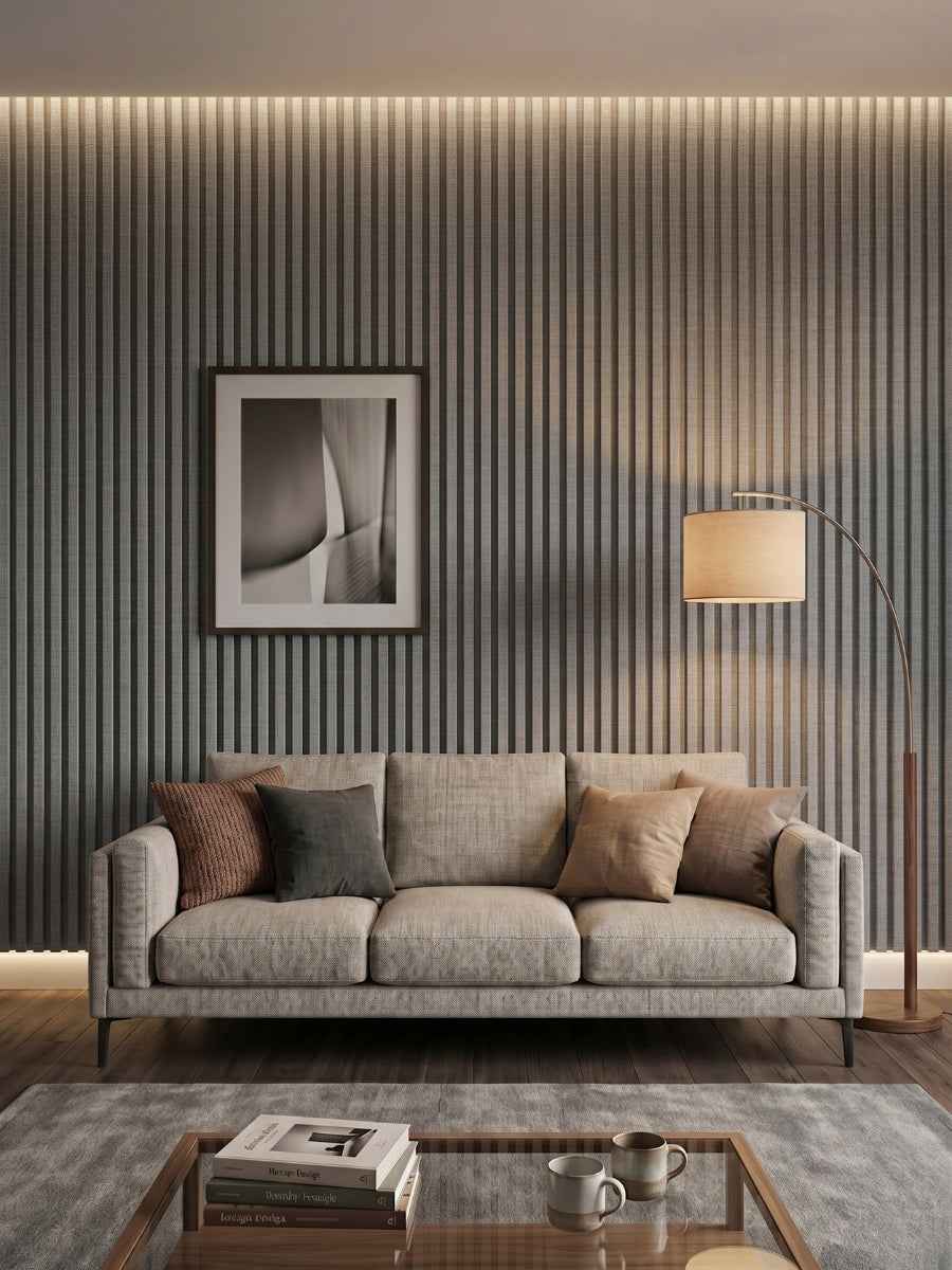 White linen WPC Fluted 3D Wall Panels |  42.9 sq. ft./Box