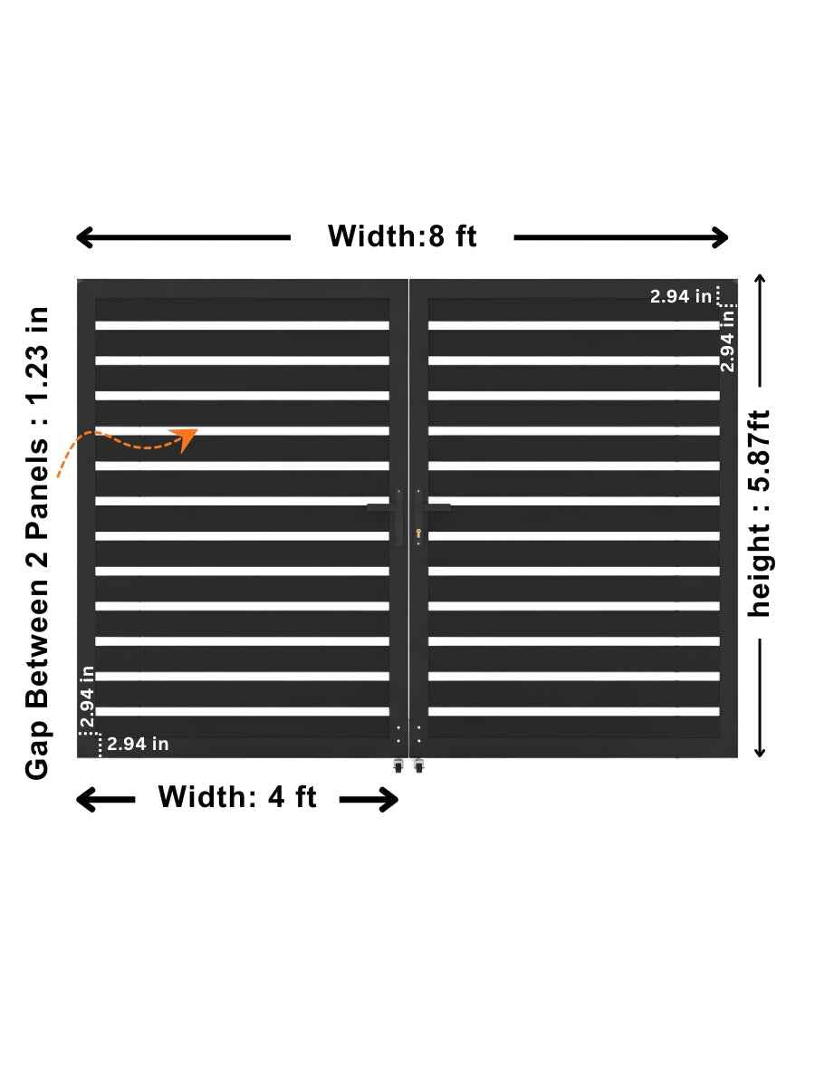 Aluminum Premium Fence Gate 8x6 – Modern, Heavy Duty, Semi Privacy