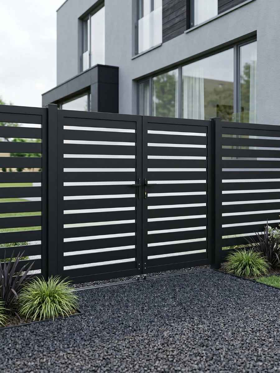 Aluminum Premium Fence Gate 8x6 – Modern, Heavy Duty, Semi Privacy