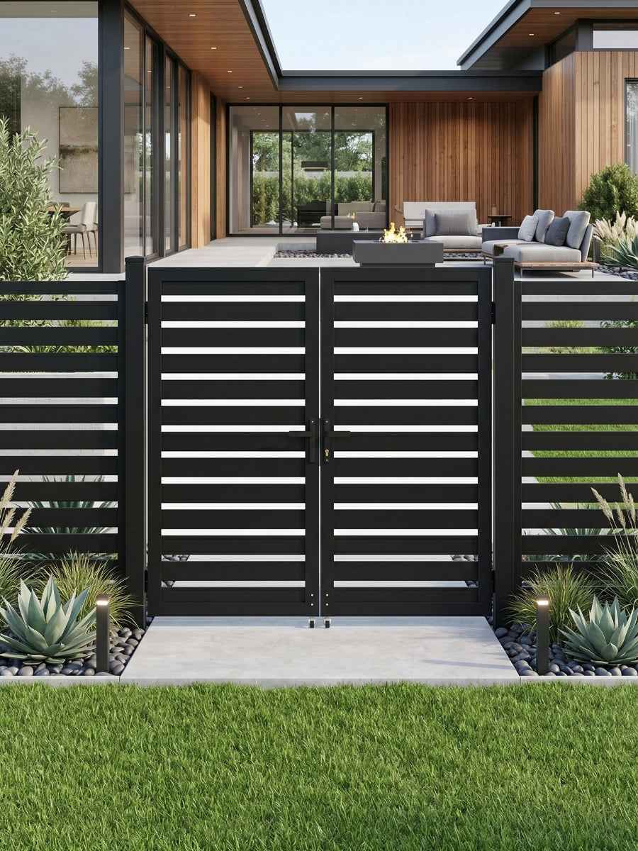 Aluminum Premium Fence Gate 6x6 – Modern, Heavy Duty, Semi Privacy