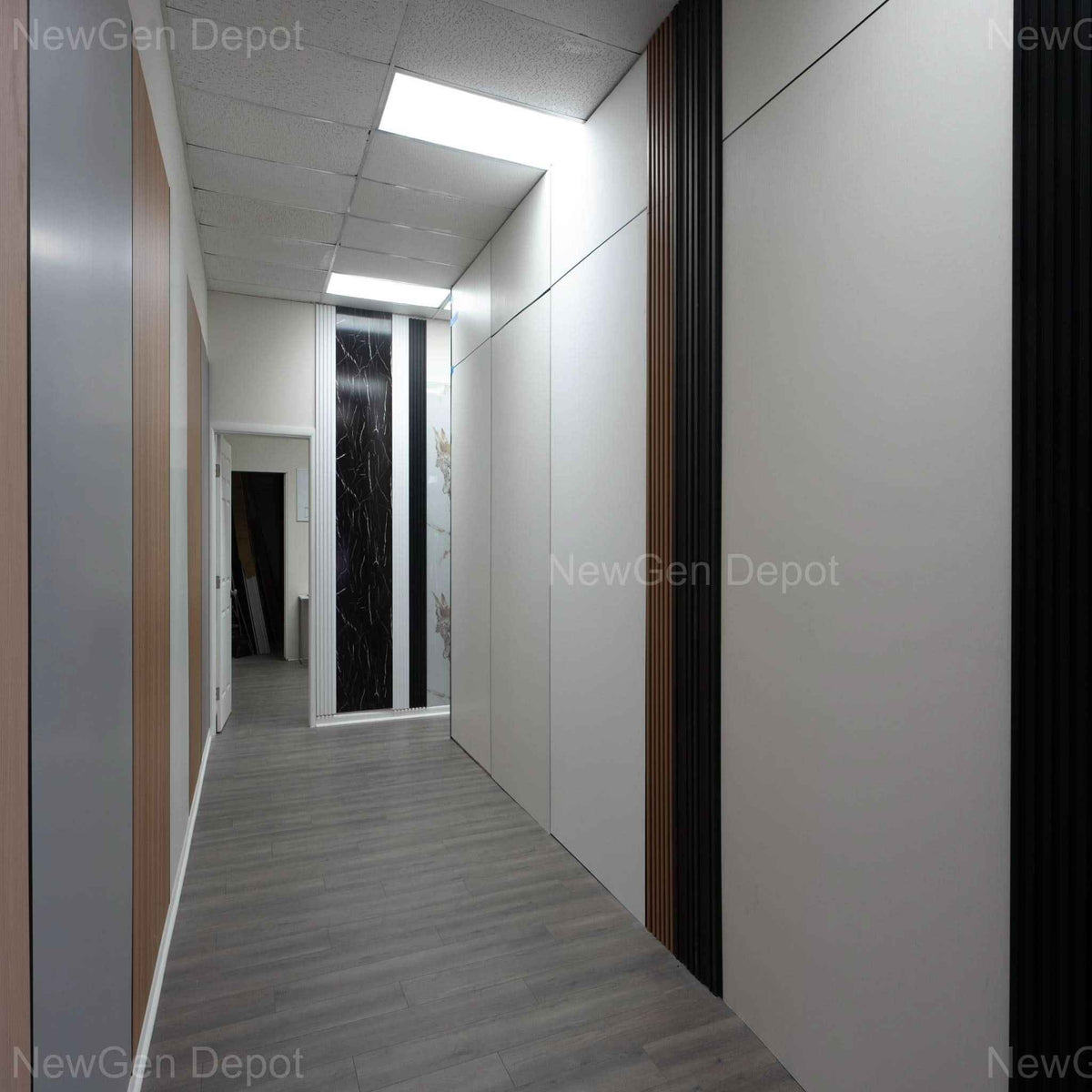 Elmwood Bamboo Charcoal Wood Veneer Panel – 8x4 ft, 8 mm, Fireproof & Waterproof, Ideal for Living Rooms & Offices