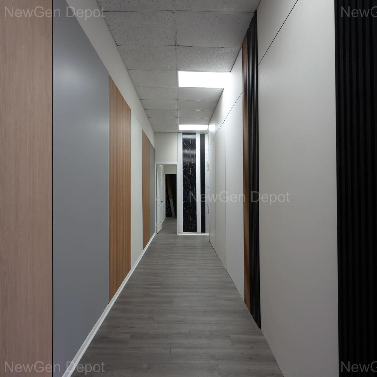 Elmwood Bamboo Charcoal Wood Veneer Panel – 8x4 ft, 8 mm, Fireproof & Waterproof, Ideal for Living Rooms & Offices - Wall Forma
