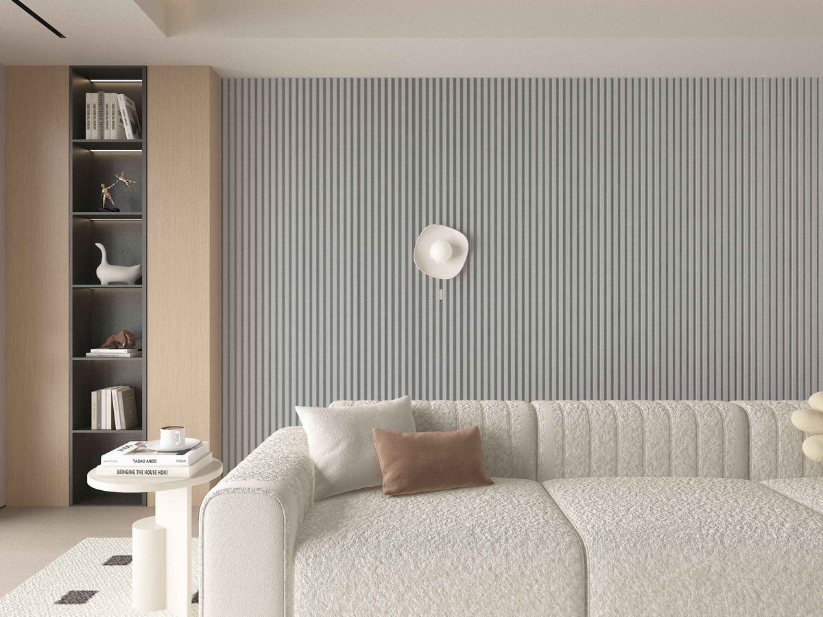White linen WPC Fluted 3D Wall Panels |  42.9 sq. ft./Box