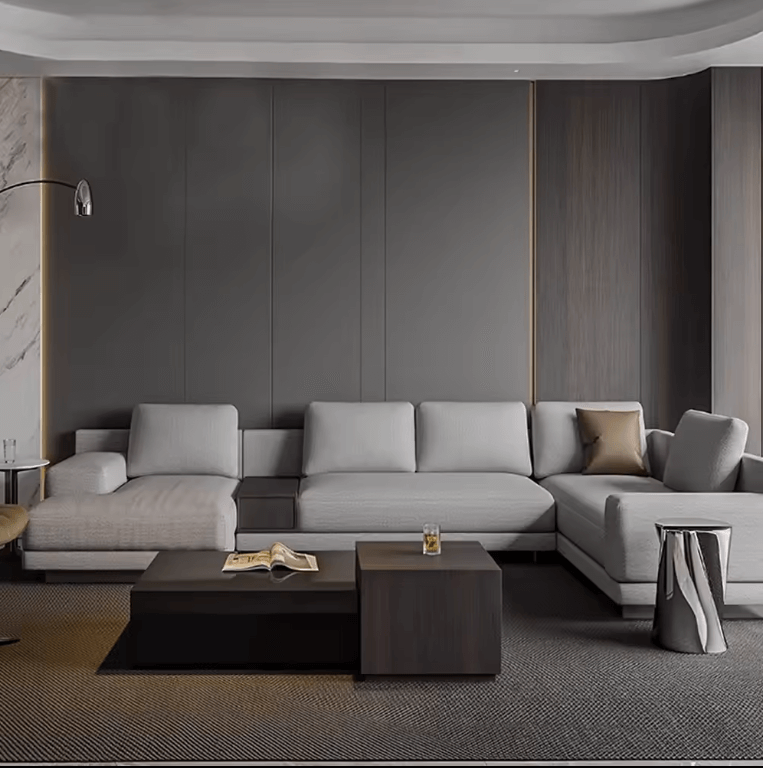 Elmwood Bamboo Charcoal Wood Veneer Panel – 8x4 ft, 8 mm, Fireproof & Waterproof, Ideal for Living Rooms & Offices - Wall Forma