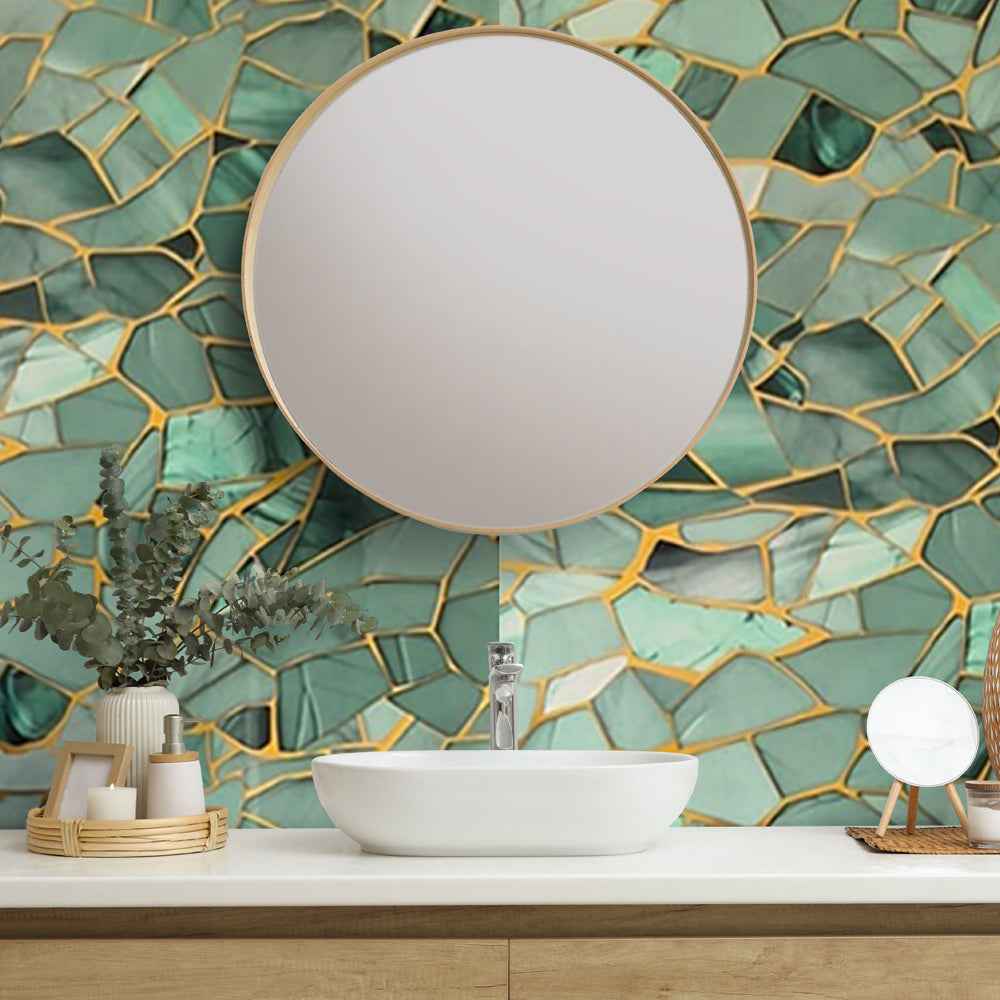 10mm Crystal Blue Green Gloss Shower Panel 1M x 2.4M