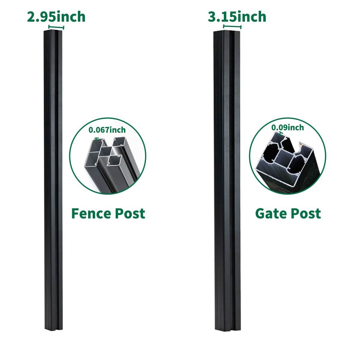8 ft In-Ground Gate Post | Heavy-Duty Composite & Aluminum Gates - Wall Forma