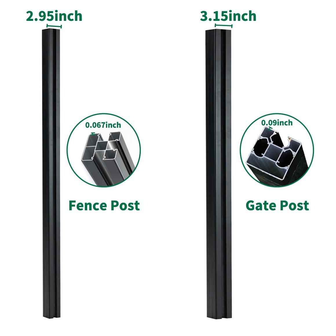 9ft Inground Gate Post for Composite & Aluminum Gates