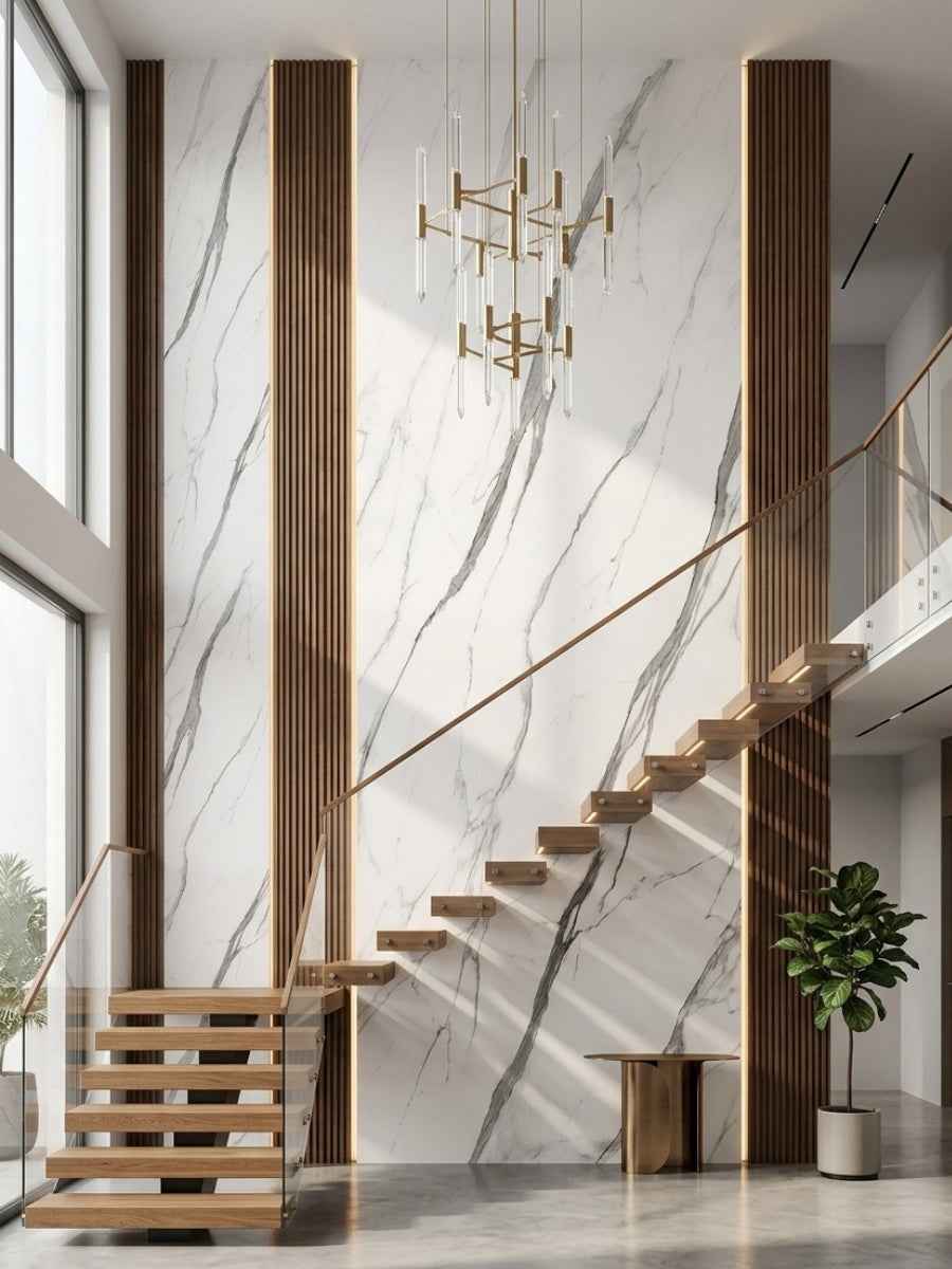 White Matte Marble UV Protected PVC Wall Panel - 4x8 ft, Fireproof & Waterproof (32 sq. ft)
