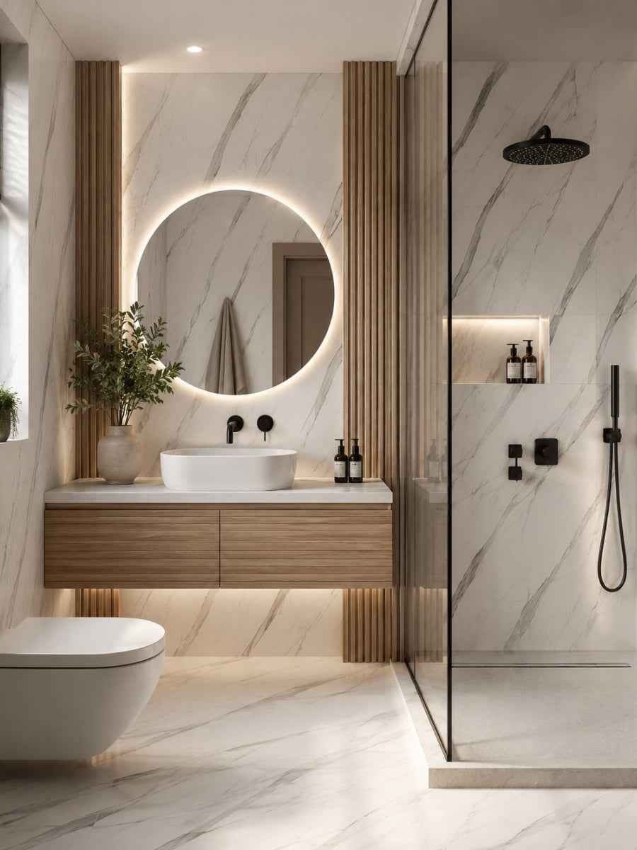 White Matte Marble UV Protected PVC Wall Panel - 4x8 ft, Fireproof & Waterproof (32 sq. ft)