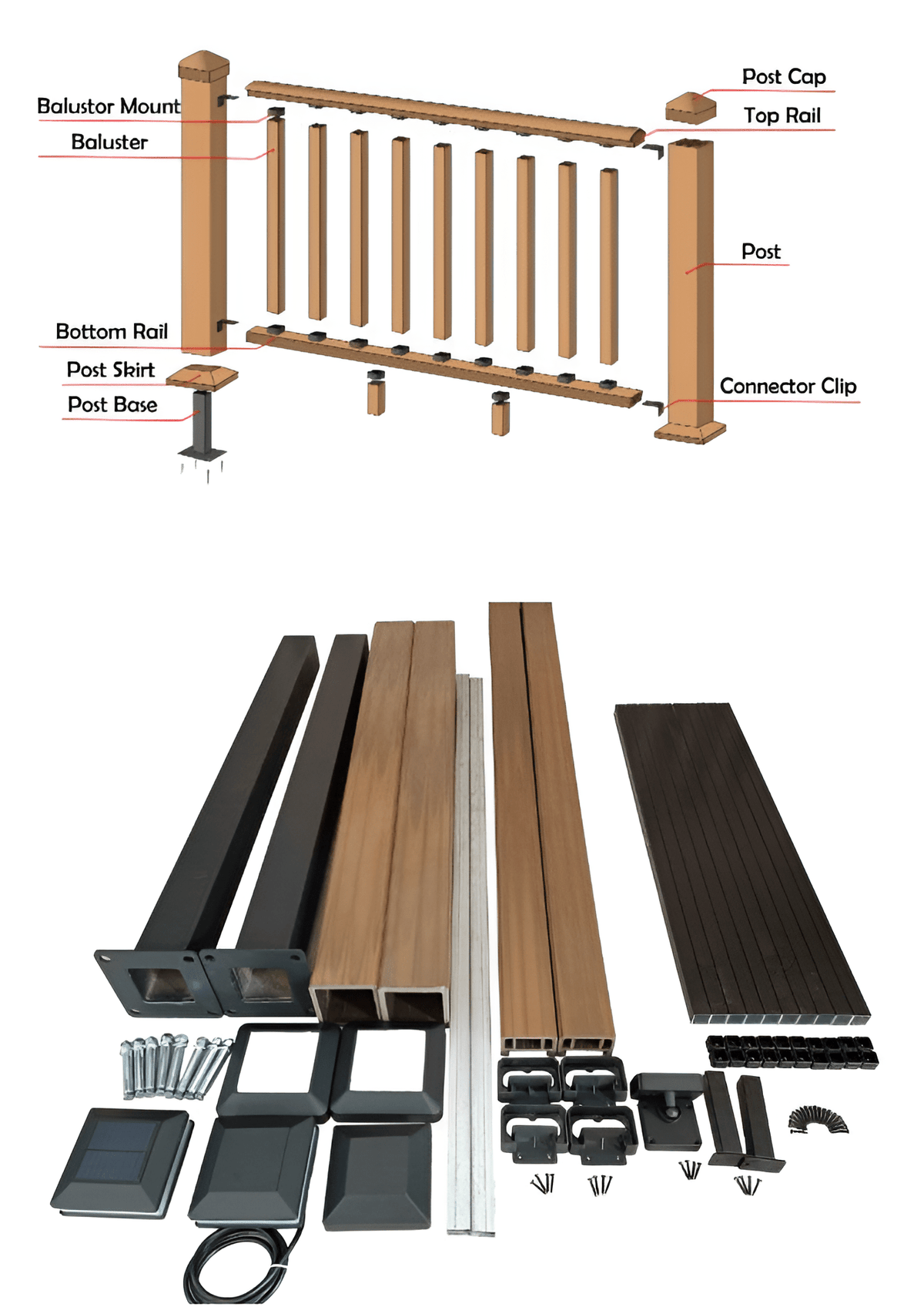 6-ft x 42-in Composite Railing Kit - Durable, Easy to Install & Low-Maintenance - Wall Forma
