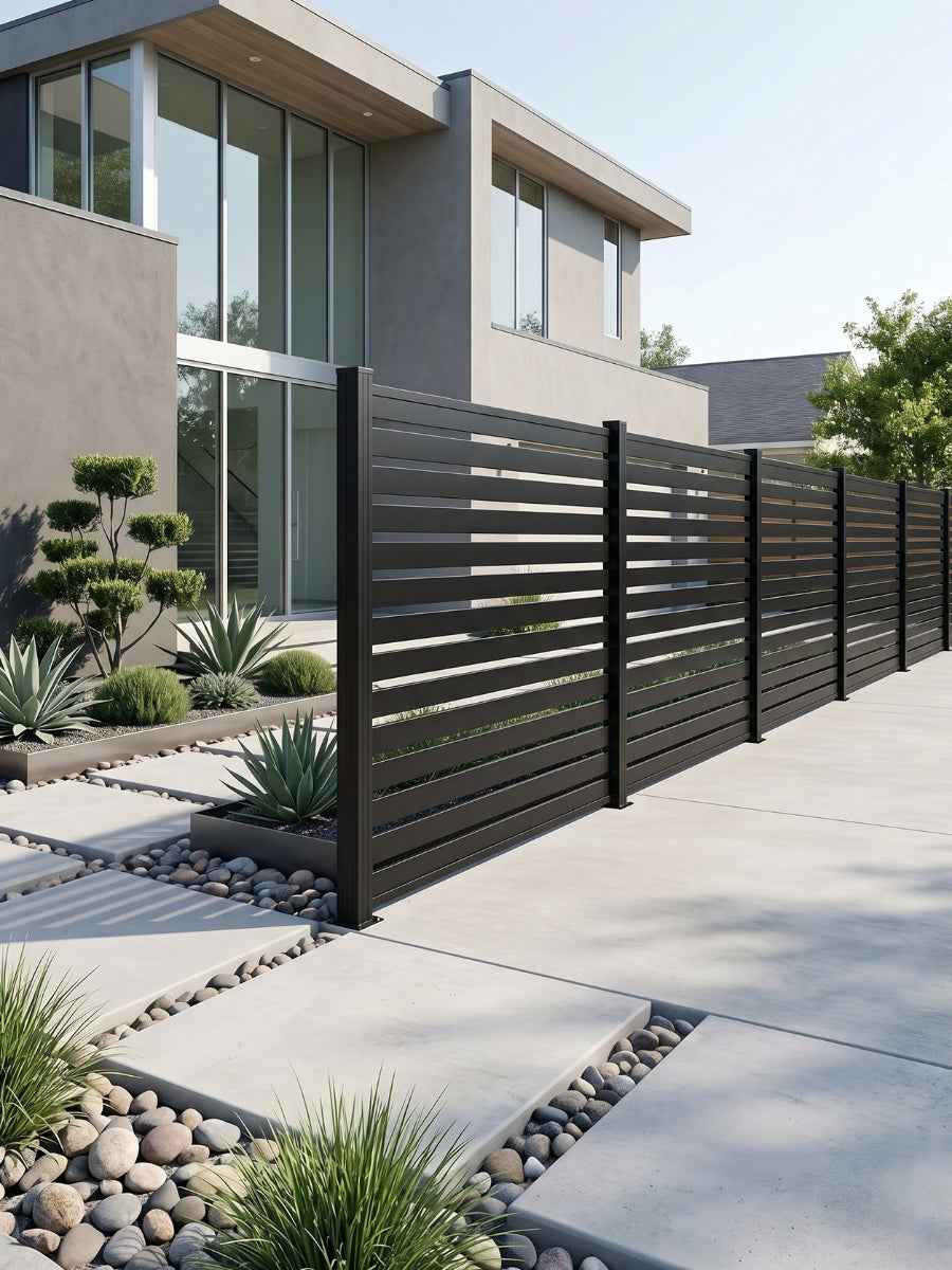 6 ft × 6 ft All-Aluminum Open Slat Fence Panel Kit with 1 Post