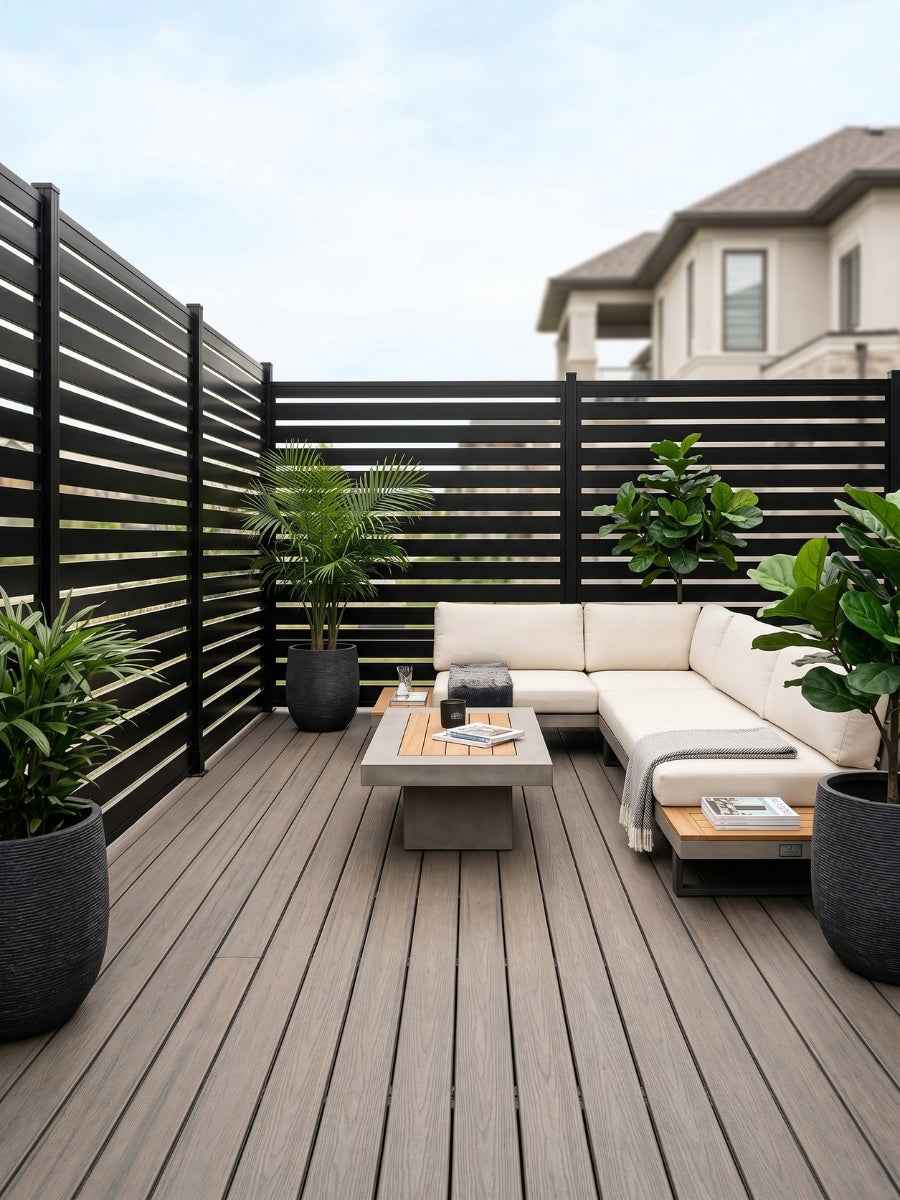 6 ft × 6 ft All-Aluminum Open Slat Fence Panel Kit with 1 Post