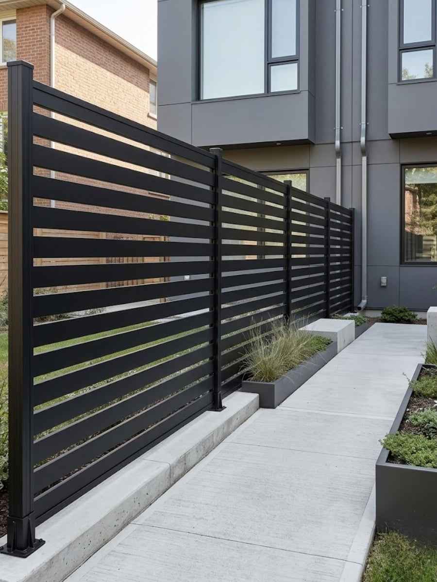 6 ft × 6 ft All-Aluminum Open Slat Fence Panel Kit with 1 Post