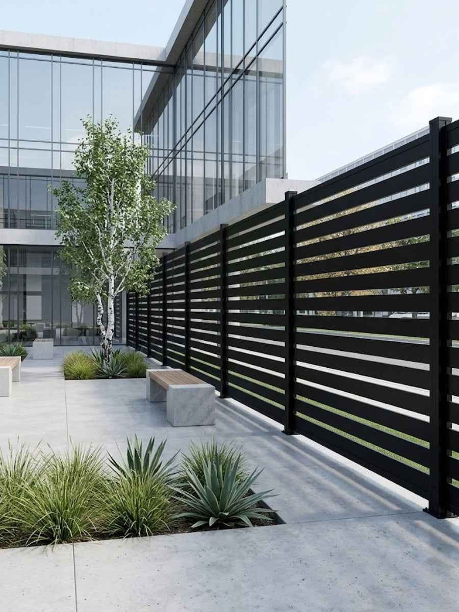 6 ft × 6 ft All-Aluminum Open Slat Fence Panel Kit with 1 Post