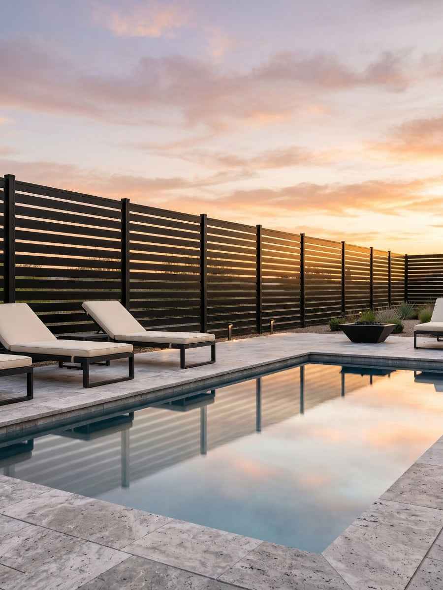 6 ft × 6 ft All-Aluminum Open Slat Fence Panel Kit with 1 Post